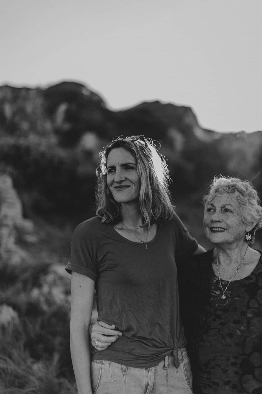 Grandma and daughter at beach