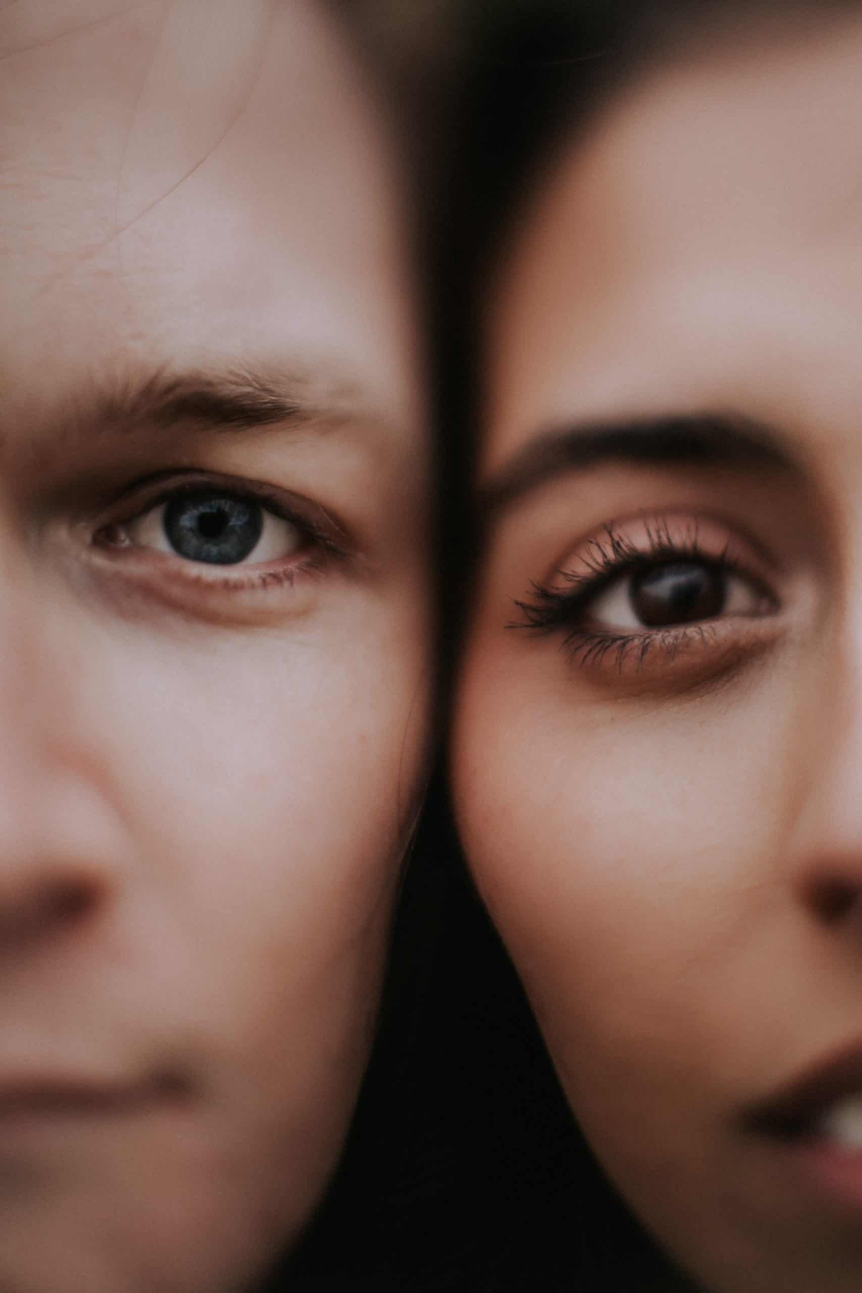 engagement shoot couple close up eyes